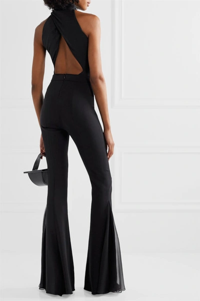 Shop Cushnie Open-back Stretch-crepe Thong Bodysuit In Black