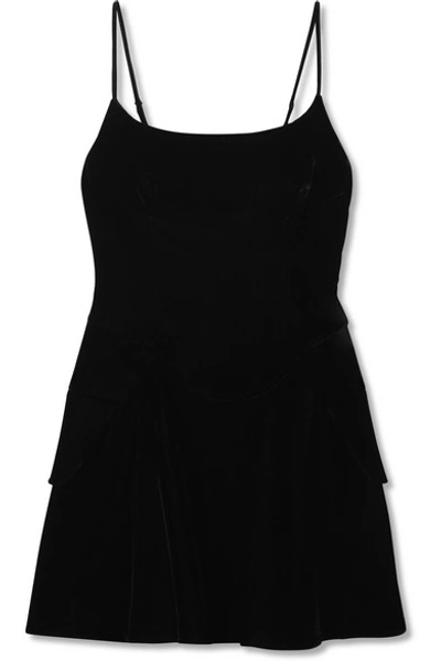 Alexander Wang Velvet Fit Flare Minidress In Black ModeSens
