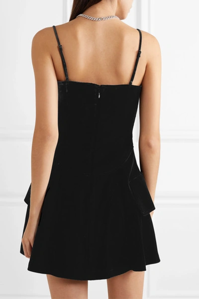 Shop Alexander Wang Layered Velvet Mini Dress In Black