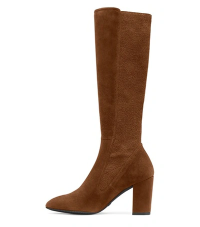 Shop Stuart Weitzman Livia 80 In Coffee Brown Suede With Stretch Elastic