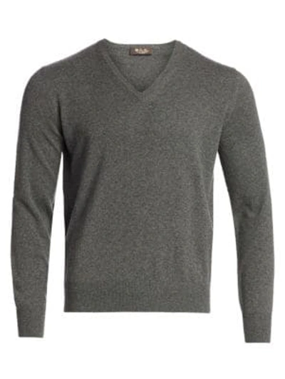 Shop Loro Piana Scollo Cashmere V-neck Sweater In Grey
