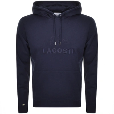 Shop Lacoste Pullover Logo Hoodie Navy