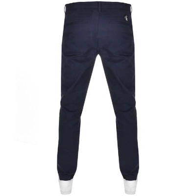 Shop Calvin Klein Jeans Slim Fit Chino Trousers Navy