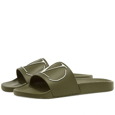 Shop Valentino Go Logo Pool Slide In Green