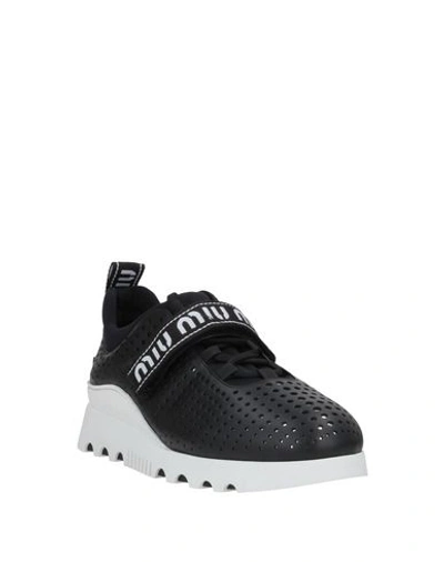 Shop Miu Miu Woman Sneakers Black Size 6 Textile Fibers, Soft Leather