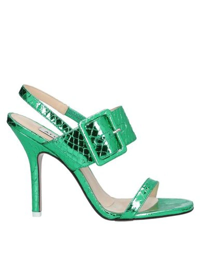 Shop Attico Sandals In Emerald Green