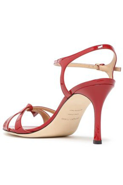 Shop Sergio Rossi Isobel Knotted Patent-leather Sandals In Crimson