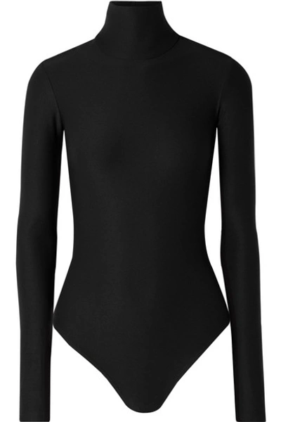 Shop Alix Nyc Bennett Cutout Stretch-jersey Turtleneck Thong Bodysuit In Black