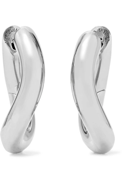 Shop Balenciaga Loop Xs Silver-tone Hoop Earrings