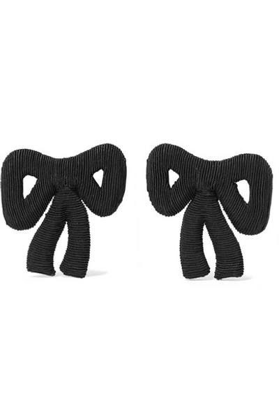 Shop Rebecca De Ravenel Tie Me Up Cord Clip Earrings In Black