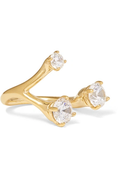 Shop Panconesi Constellation Trinity Gold-plated Crystal Ring