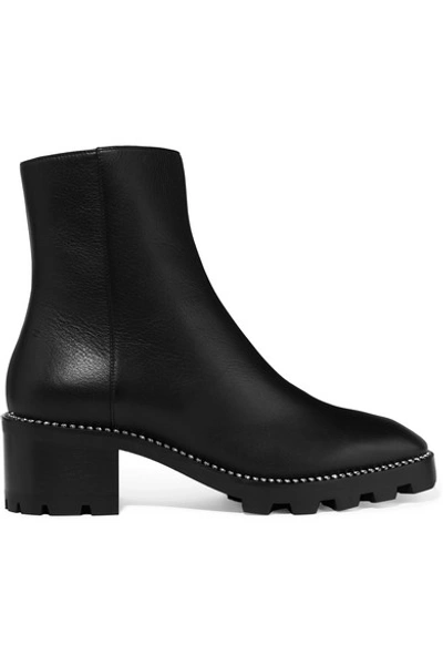 Shop Jimmy Choo Mava 35 Crystal-embellished Leather Ankle Boots In Black