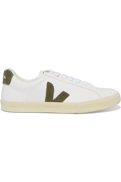 Shop Veja Net Sustain Esplar Leather And Suede Sneakers In White