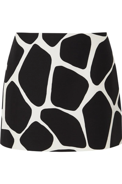 Shop Valentino Printed Wool And Silk-blend Crepe Mini Skirt In Ivory