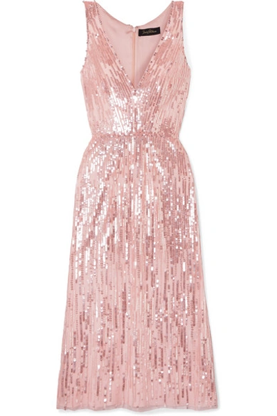 Shop Jenny Packham Evia Embellished Tulle Midi Dress In Blush