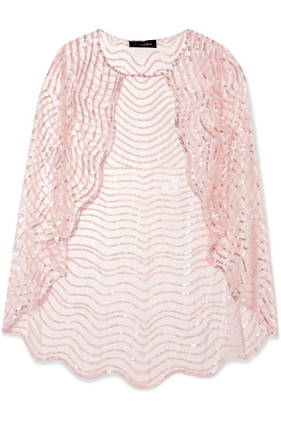 Shop Jenny Packham Neva Sequin-embellished Tulle Cape In Blush
