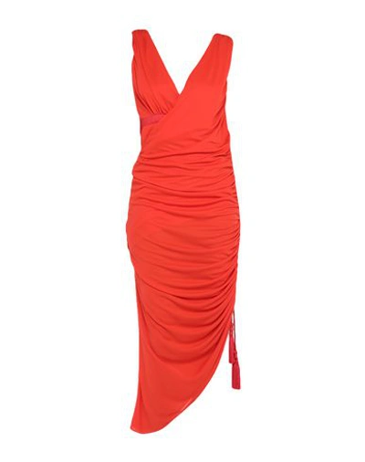 Shop Lanvin Woman Long Dress Red Size 4 Viscose, Polyamide