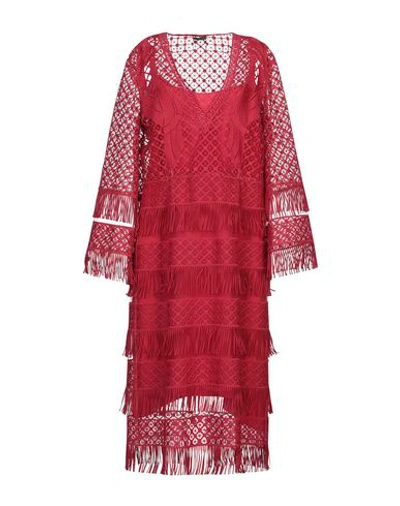 Shop Alberta Ferretti Woman Midi Dress Brick Red Size 6 Polyester, Polyamide