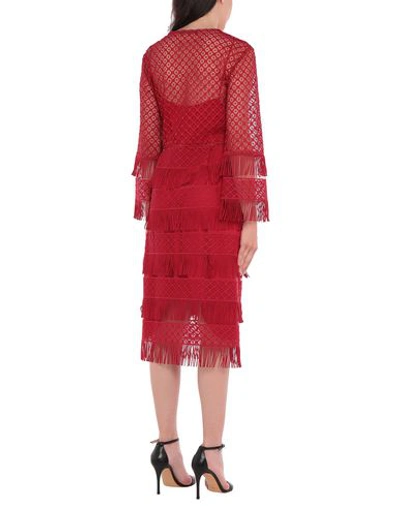 Shop Alberta Ferretti Woman Midi Dress Brick Red Size 6 Polyester, Polyamide