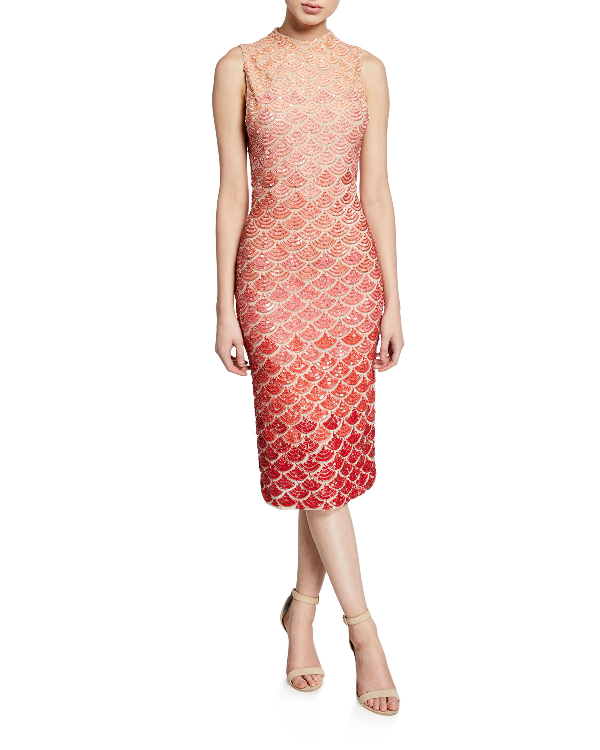 Alice And Olivia Rosalee Embellished Sequin Sheath Dress In Pink | ModeSens