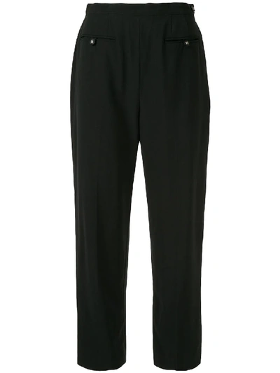Pre-owned Chanel Wool 1996 Slim-fit Cropped Trousers In Black