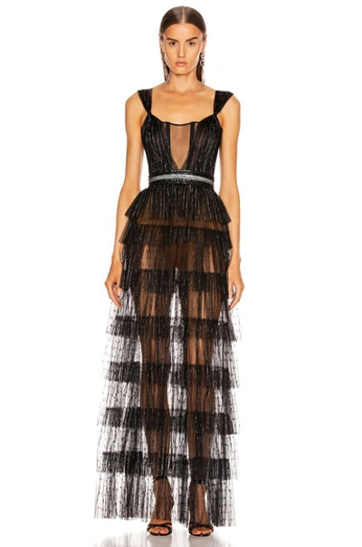 Shop Aadnevik Layered Sparkle Gown In Black