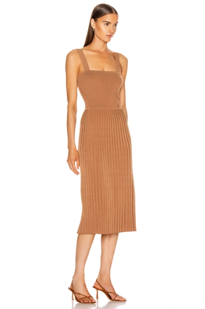 Shop Cushnie Sleeveless Midi Fit And Flare Dress In Camel