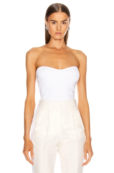 Shop Cushnie Strapless Fitted Knit Top In White