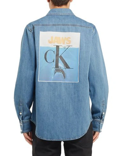 Shop Calvin Klein 205w39nyc Denim Shirts In Blue