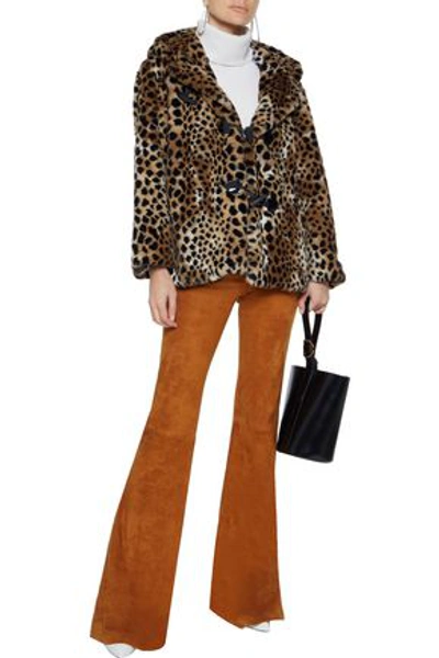 Shop Ainea Hooded Leopard-print Faux Fur Coat In Animal Print
