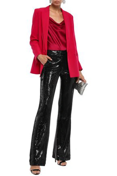 Shop Ainea Sequined Woven Flared Pants In Black