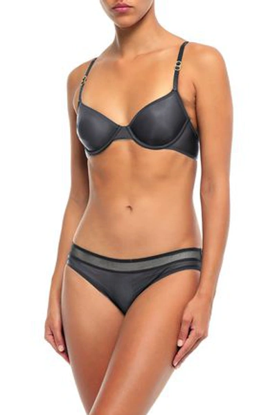 Shop Stella Mccartney Grace Glowing Stretch-mesh Underwired Bra In Black