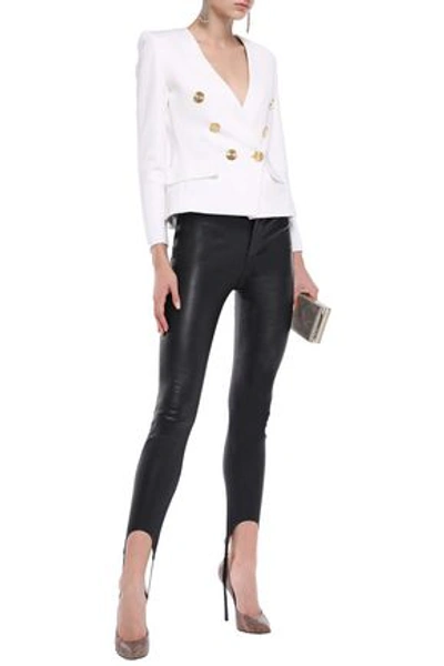 Shop Alexandre Vauthier Double-breasted Stretch-knit Blazer In White