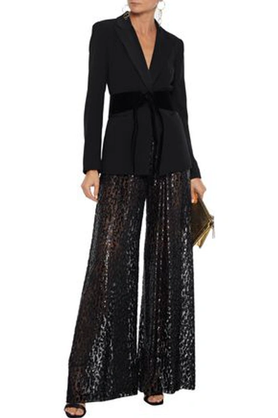 Shop Alexandre Vauthier Metallic Fil Coupé Chiffon Wide-leg Pants In Black