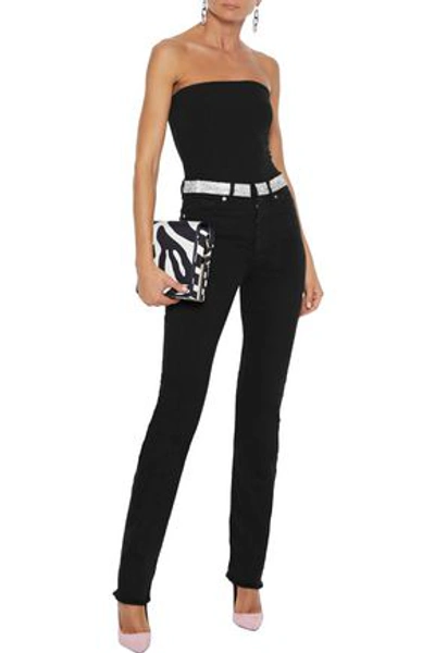 Shop Alexandre Vauthier Crystal-embellished High-rise Skinny Jeans In Black