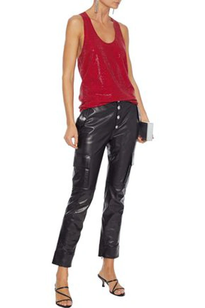 Shop Alexandre Vauthier Crystal-embellished Stretch-cotton Jersey Tank In Crimson