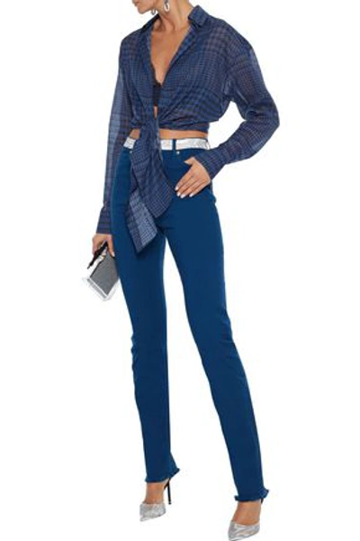 Shop Alexandre Vauthier Crystal-embellished High-rise Skinny Jeans In Royal Blue