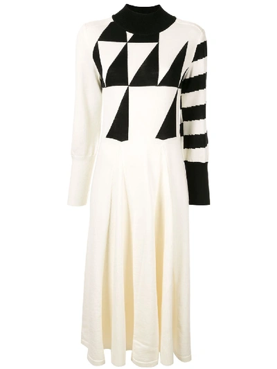 Shop Akira Naka Fine Knit Patterned Dress In White