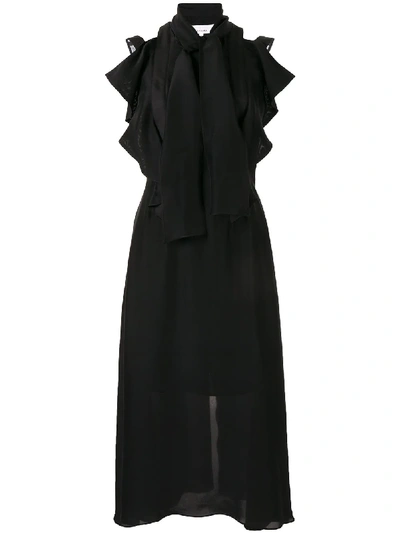 Shop Akira Naka Sleeveless Draped Neckline Dress In Black