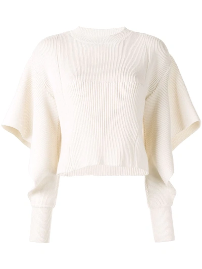 Shop Akira Naka Cut-out Sleeve Knitted Jumper In White