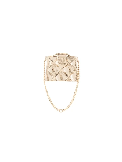 Pre-owned Chanel Quilted Bag Brooch In Silver