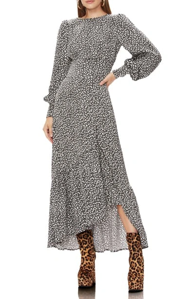 Shop Afrm Ziggy Print Long Sleeve High/low Maxi Dress In Baby Daisy