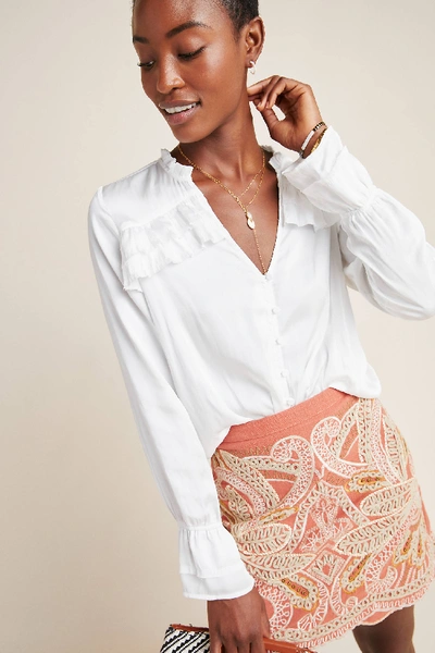Shop Paige Anguilla Ruffled Blouse In White