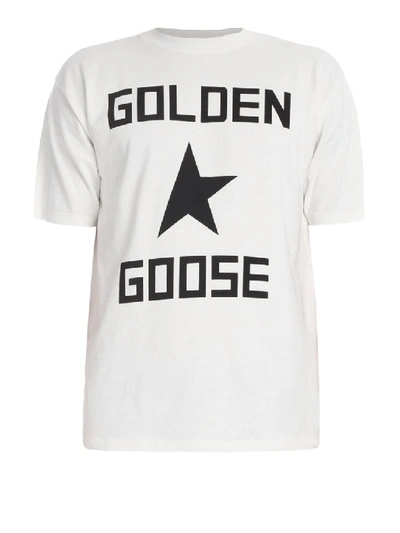 Shop Golden Goose Logo Print White T-shirt
