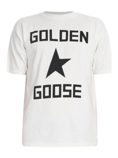 Shop Golden Goose Logo Print White T-shirt