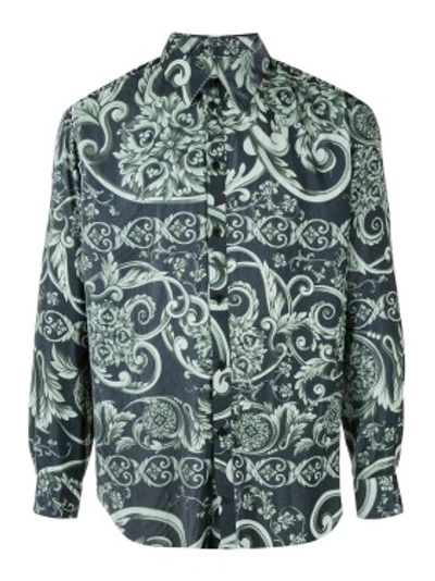 Shop Martine Rose Pleated Baroque Print Shirt In Grey