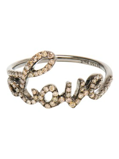 Shop Rosa De La Cruz Diamond Embellished Love Ring In Not Applicable