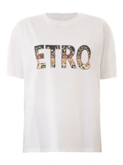 Shop Etro Logo Print T-shirt In White