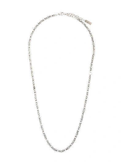Shop Saint Laurent Snake Effect Chain Necklace In Silver