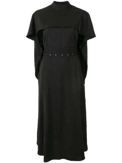 Shop Akira Naka Belted Cape Dress In Black